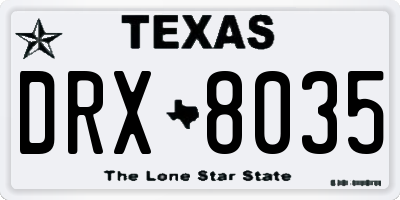 TX license plate DRX8035