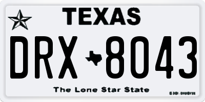 TX license plate DRX8043