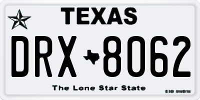 TX license plate DRX8062