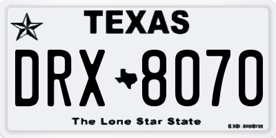 TX license plate DRX8070