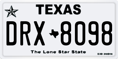 TX license plate DRX8098
