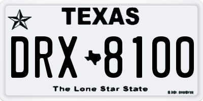 TX license plate DRX8100