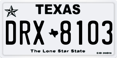 TX license plate DRX8103