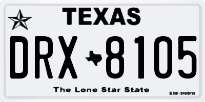 TX license plate DRX8105