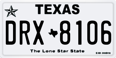 TX license plate DRX8106