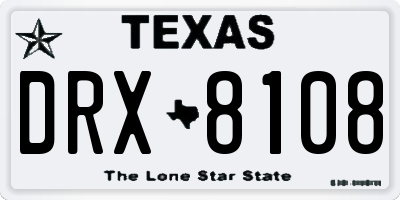 TX license plate DRX8108
