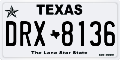 TX license plate DRX8136