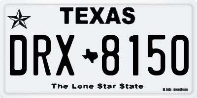 TX license plate DRX8150