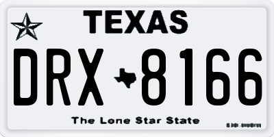 TX license plate DRX8166