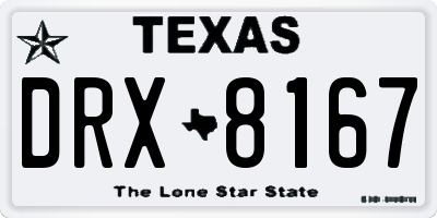 TX license plate DRX8167