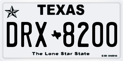 TX license plate DRX8200