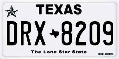 TX license plate DRX8209