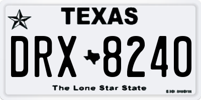TX license plate DRX8240