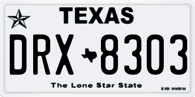 TX license plate DRX8303