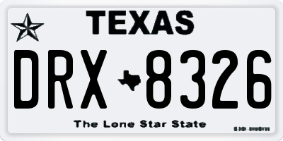 TX license plate DRX8326