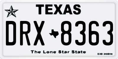 TX license plate DRX8363
