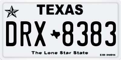 TX license plate DRX8383