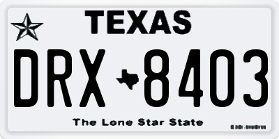 TX license plate DRX8403