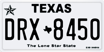 TX license plate DRX8450