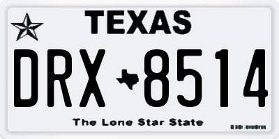 TX license plate DRX8514