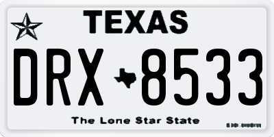 TX license plate DRX8533
