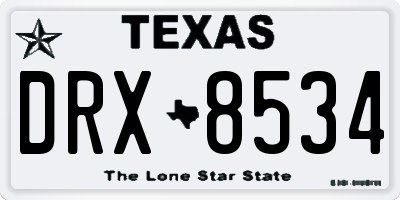 TX license plate DRX8534