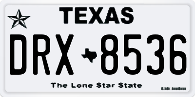 TX license plate DRX8536