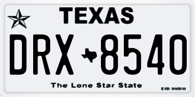 TX license plate DRX8540