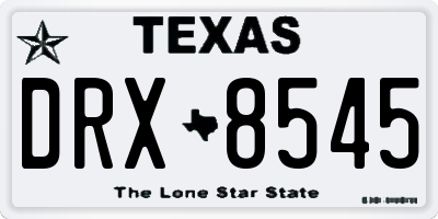 TX license plate DRX8545