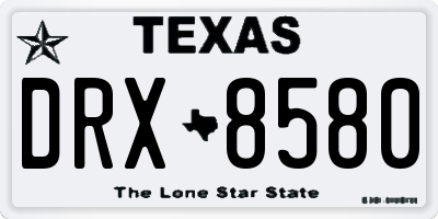 TX license plate DRX8580