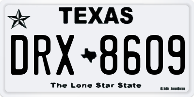 TX license plate DRX8609