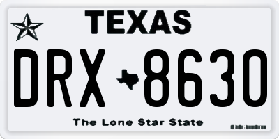 TX license plate DRX8630
