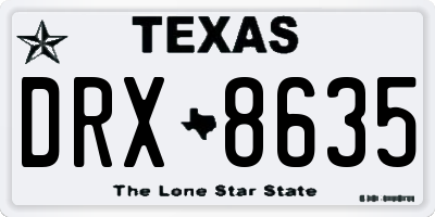 TX license plate DRX8635