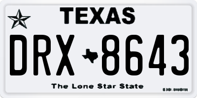 TX license plate DRX8643