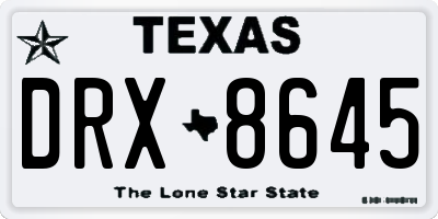 TX license plate DRX8645