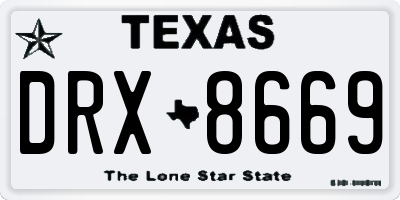 TX license plate DRX8669