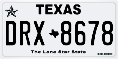 TX license plate DRX8678