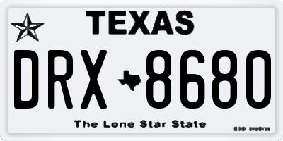 TX license plate DRX8680