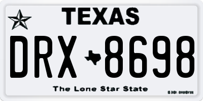 TX license plate DRX8698