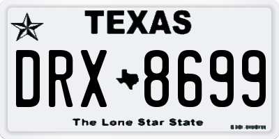 TX license plate DRX8699