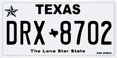 TX license plate DRX8702