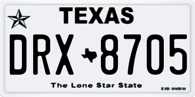 TX license plate DRX8705