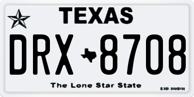 TX license plate DRX8708