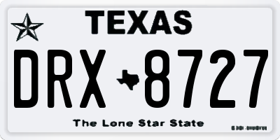 TX license plate DRX8727