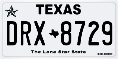 TX license plate DRX8729