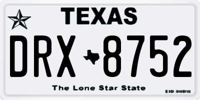 TX license plate DRX8752