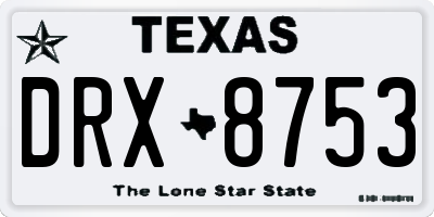 TX license plate DRX8753