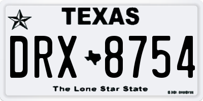 TX license plate DRX8754