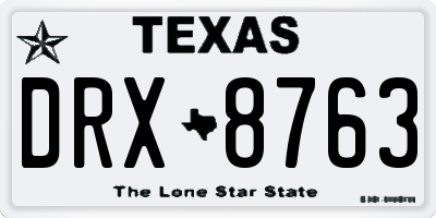 TX license plate DRX8763
