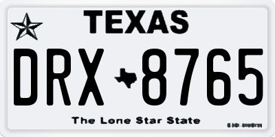 TX license plate DRX8765